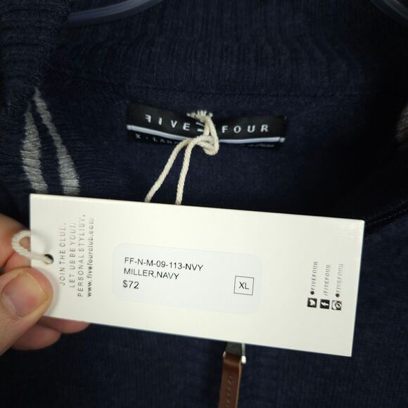 NWT Five Four Club Mens XL Navy Blue Quarter 1/4 Zip Mock Neck Sweater Acrylic - Picture 2 of 6